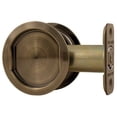 thumbnail image 1 of Round Pocket Door Lock, Passage (Hall/Closet) Latch, 2-3/8" Backset, RCL, Antique Brass by Stone Harbor Hardware, 1 of 4