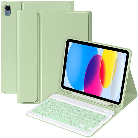 Funda con teclado MMK para iPad 11.ª y 10.ª generación con Bluetooth, color verde