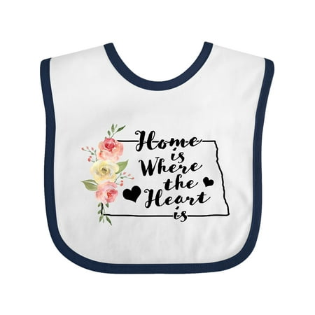 Inktastic North Dakota Home is Where the Heart is with Watercolor Infant Bib Unisex