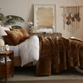 thumbnail image 3 of Velvet Quilt California King-118''x106'', Lightweight Caramel Velvet Comforter Set with 2 Pillow Shams, Soft Oversized Cross Stitch Bedspread Coverlet Quilted Bedding Set for All Season, 3 of 7