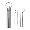 thumbnail image 2 of Fiudx Juego de Palillos de Acero Inoxidable, Herramientas de Limpieza Dental de Metal, Kit de Cuidado Bucal Portátil, Caja de Bolsillo, Masajeador de Canal Auditivo, Diseño Resistente a Rayones, Apto, 2 of 6
