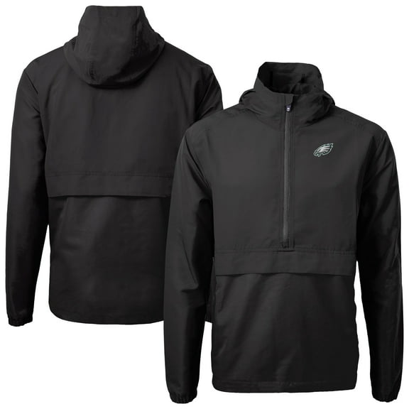 Men's Cutter & Buck Black Philadelphia Eagles Charter Eco Recycled Anorak Half-Zip Jacket