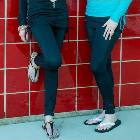 Modest SKIRTED Swim Pants| Resort Swimwear for women | Water Resistant | Black Leggings | WAIST Size