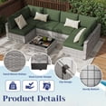 thumbnail image 4 of KIGOTY 7 Piece Outdoor Patio Furniture, Wicker Rattan Outdoor Conversation Set Sectional Sofas for Backyard, Garden,Grayish-White Dark Green, 4 of 9