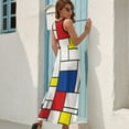thumbnail image 6 of Maxi Dress Vintage Geometric De Stijl Dress Summer Mondrian Minimalist Aesthetic Bohemia Long Dresses Woman High Waist Kawaii Maxi Dress, 6 of 7