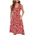 thumbnail image 2 of DailyTrove Women's Sleeveless V Neck Floral Print Knee Length Dress, Versatile Outerwear for Summer Casual Gatherings Seasonal Charm, 2 of 6