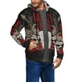 thumbnail image 3 of Men's Hoodies Hooded Casual Full Zip Sweatshirts 3D, Rock And Roll Guitar Skull Roses, 3 of 5