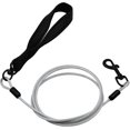 thumbnail image 1 of SHIQI-4FT Heavy Duty Dog Leash for Large Medium Dogs, Metal Chew Proof Dog Leash with Comfortable Leather Padded Handle, Stainless Steel Leash for Control Pets Dogs Training Walk Run -Silver(4FT), 1 of 4
