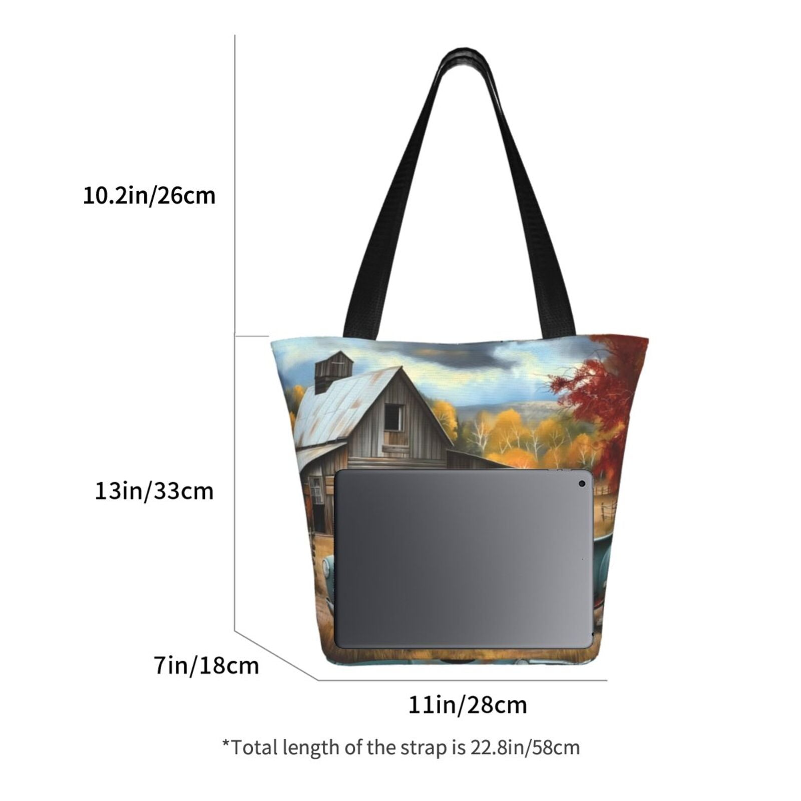 Sikiie Vintage Truck Farm Scene Print Shoulder Bag Casual