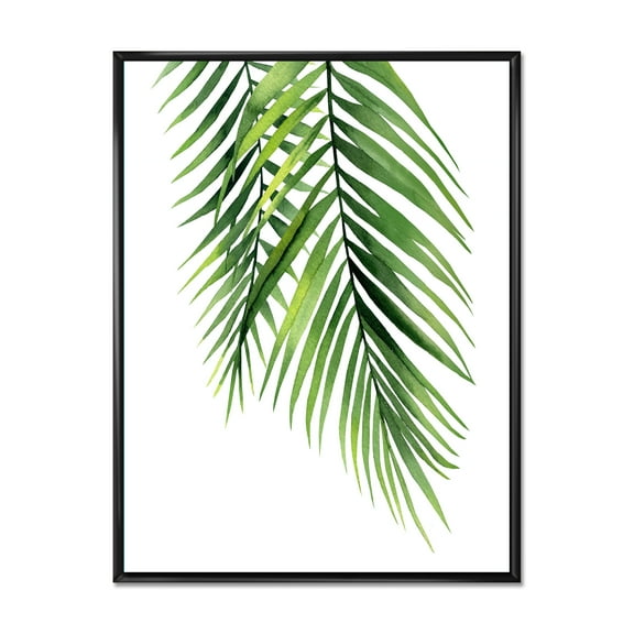 Designart 'Tropical Palm Branches' Tropical Framed Canvas Wall Art Print