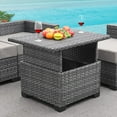 thumbnail image 4 of ZOPan Patio Rattan Coffee Table with Hidden Storage, Wicker Liftable Dinning Table, Versatile Piece of Outdoor Furniture, Grey, 4 of 7