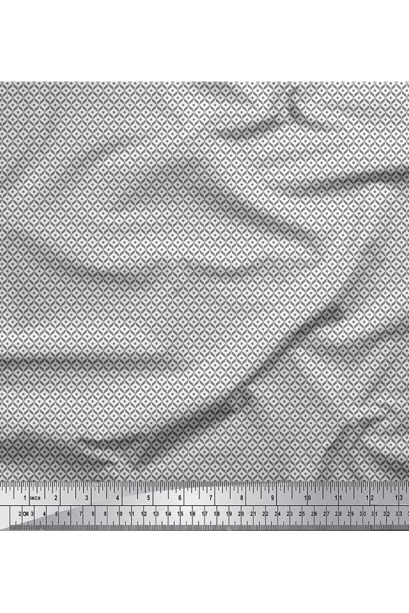 Viscose Chiffon Fabric Dot & Geometric Shirting Printed Fabric 1 Yard 42 Inch Wide