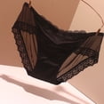 thumbnail image 2 of Krdevn Women's Lace Trim Sheer Mesh Briefs Transparent Satin & Lace Underwear Soft Comfortable Triangle Panties,M, 2 of 4