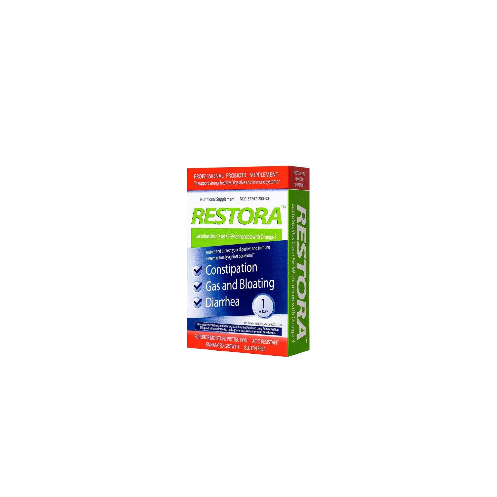 Restora Probiotic Supplement Immunity Booster Gut Health Omega 3, 30 Count