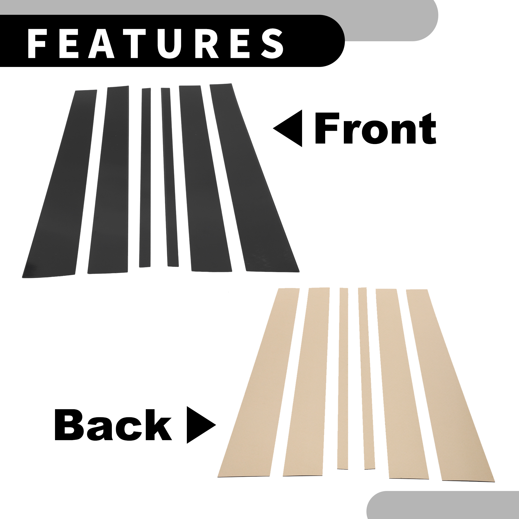 Unique Bargains 6Pcs Door Pillar Window Trim For Ford Expedition 1997-2016 Black