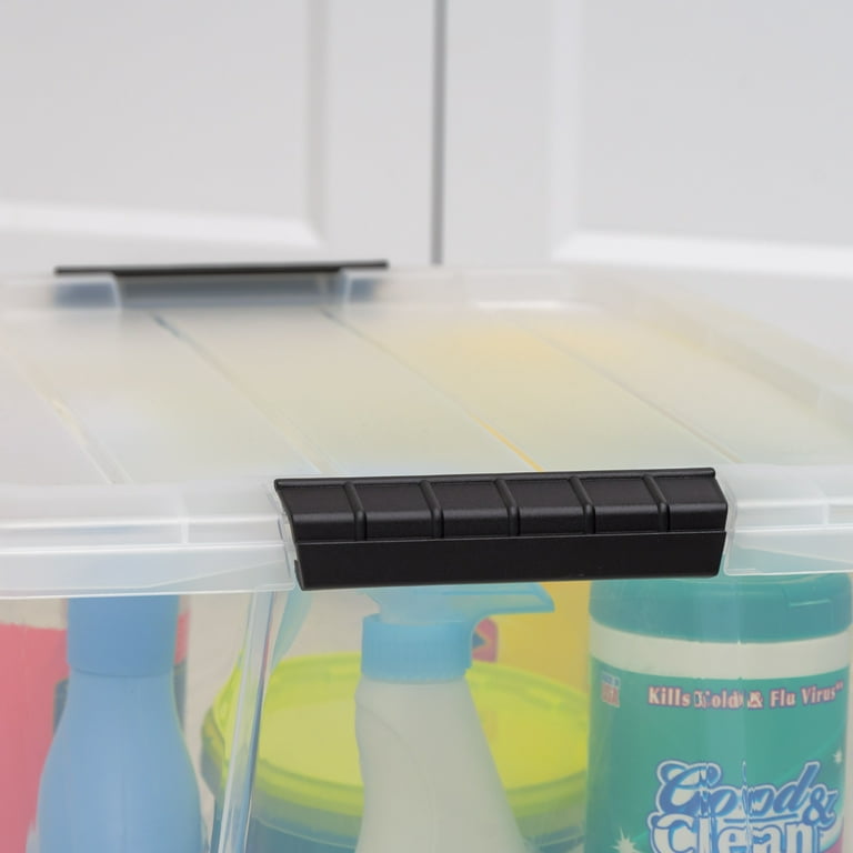 IRIS USA 50 Quart Clear Plastic Underbed Latched Stack Storage