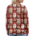 thumbnail image 6 of Women's Fashion Long Sleeve Christmas Snowman Snowflake Print Jacket Cardigan for Holiday Party and Casual Daily Wear,Wine,2XL, 6 of 6
