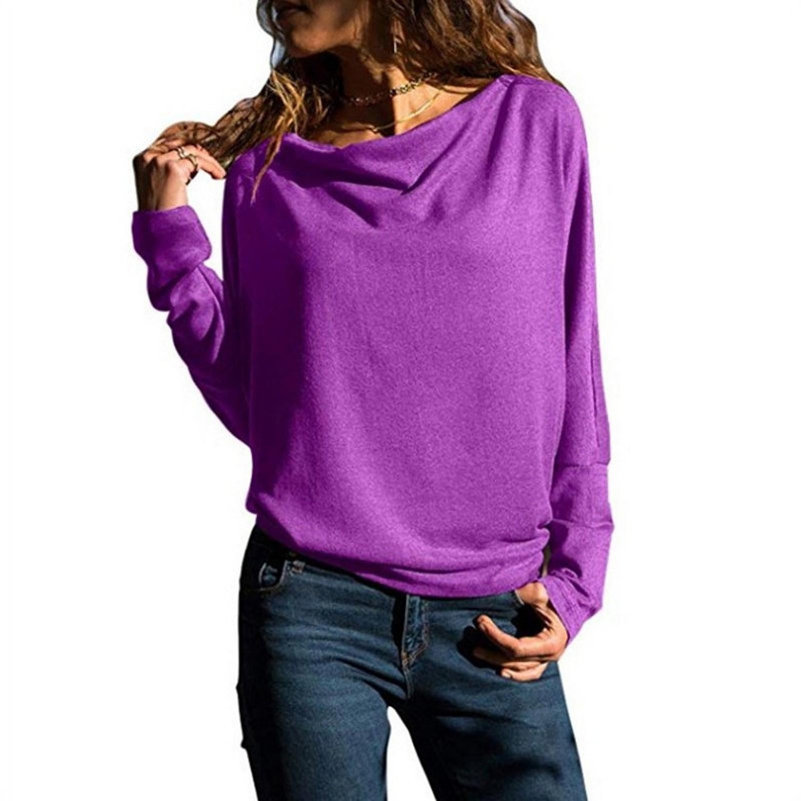 Patt Women's Bat Sweater Base Shirt All-match Shirt, Size: XL, Purple