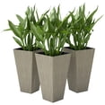 thumbnail image 5 of Outsunny Set of 3 Tall Planters, 28" Square Outdoor Flower Pots with Drainage Hole and Plug, PP Plastic Plant Pots for Patio Porch Garden Indoor Use, Gray, 5 of 10