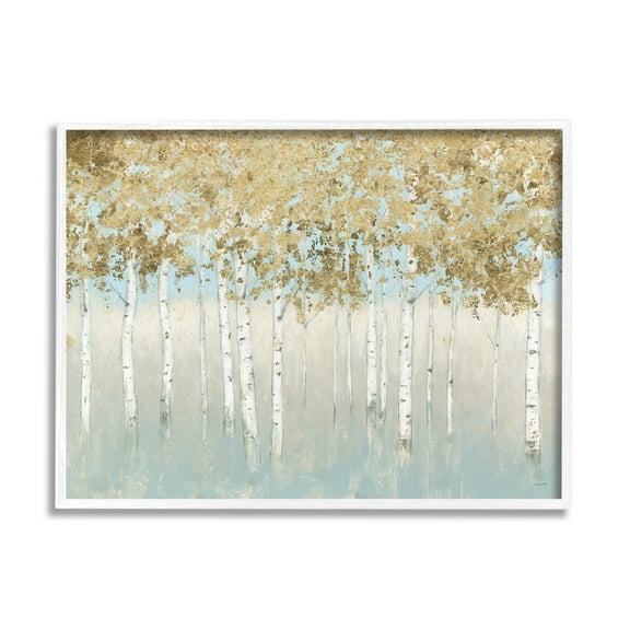 Stupell Industries Abstract Gold Tree Landscape Painting White Framed Art Print Wall Art, 16x20, by James Wiens