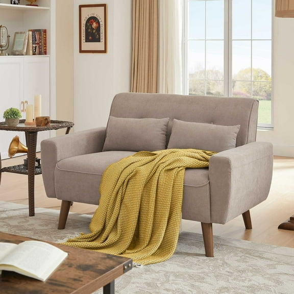 Soscana Loveseat Double Seat Sofa Couch with 2 Throw Pillows, Modern Creative Small Couches Love Seat for Living Room Apartment Bedroom Small Space Office Studio