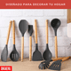 thumbnail image 5 of Utensilios Silicona Madera Set Cocina Juego Cucharas +regalo negro, 5 of 7