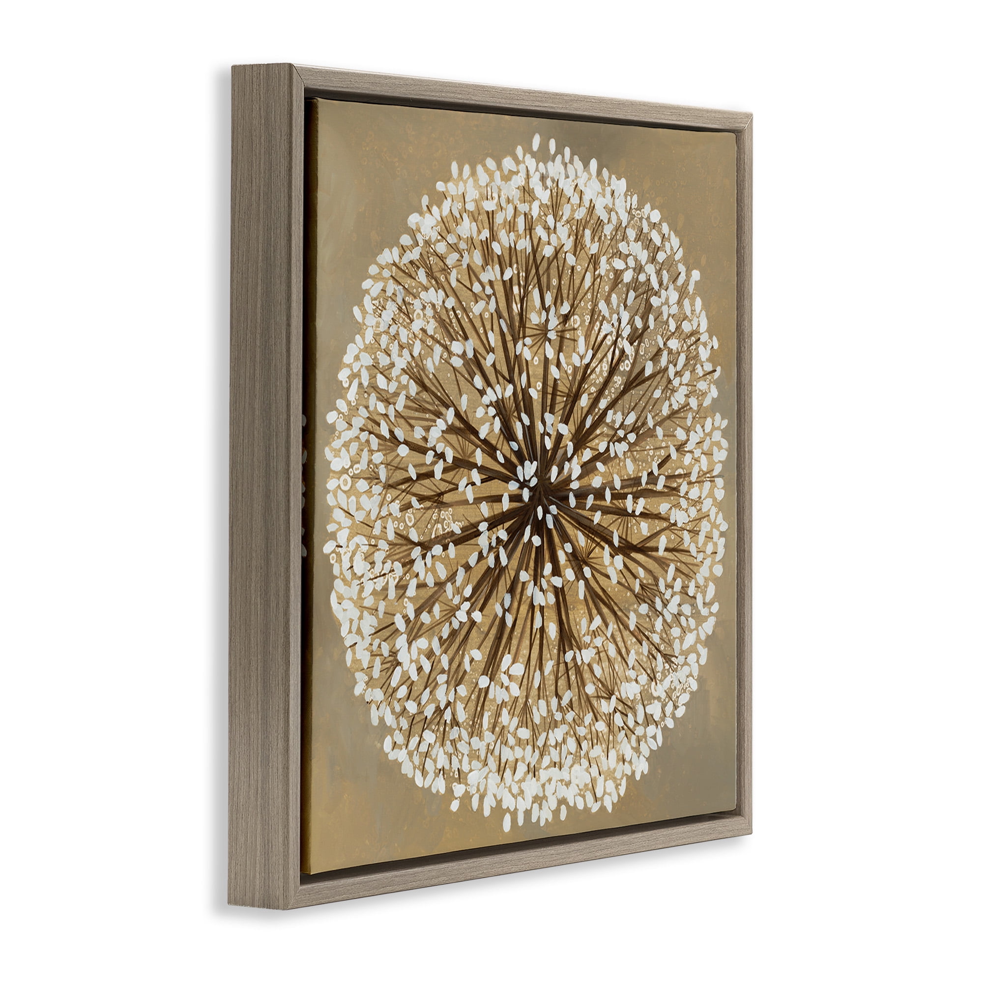 Stupell Industries Abstract Dandelion Flower Full Bloom Botanical & Floral Painting Brown Floater Framed Canvas Art Print Wall Art, 25 x 25