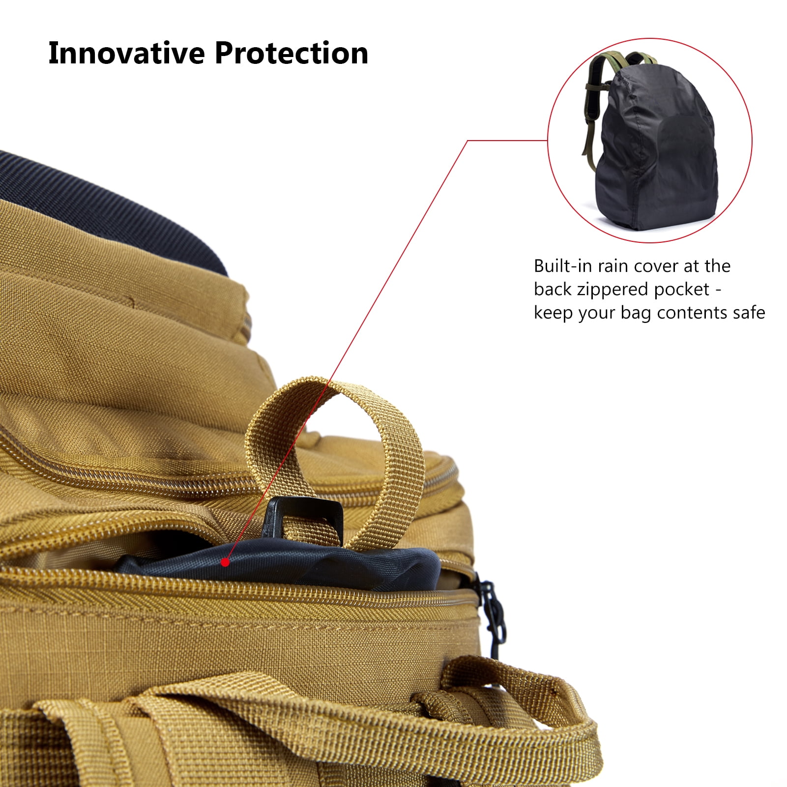 Bassdash Fishing Tackle Backpack Water Resistant Lightweight Tactical Bag Soft Tackle Box with Rod Holder and Protective Rain Cover