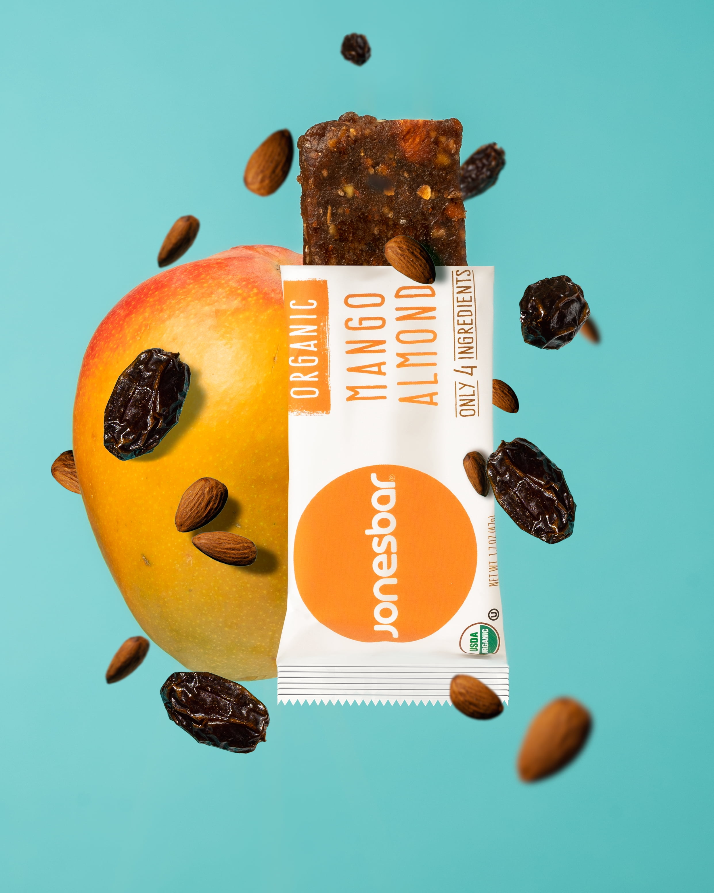 Organic Mango Fruit & Nut Bar, Jonesbar, Certified Organic & Kosher, Gluten Free, Vegan, 12 Count (Pack of 1)