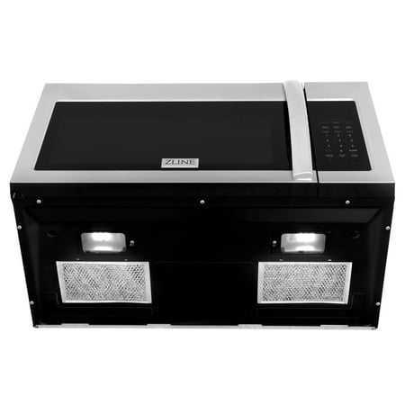 ZLINE Over the Range Convection Microwave Oven in Black Stainless Steel with Modern Handle and Sensor Cooking - Black