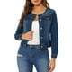 thumbnail image 1 of Chaqueta de mezclilla Allegra K para Mujer Sin Cuello Azul oscuro S, 1 of 5