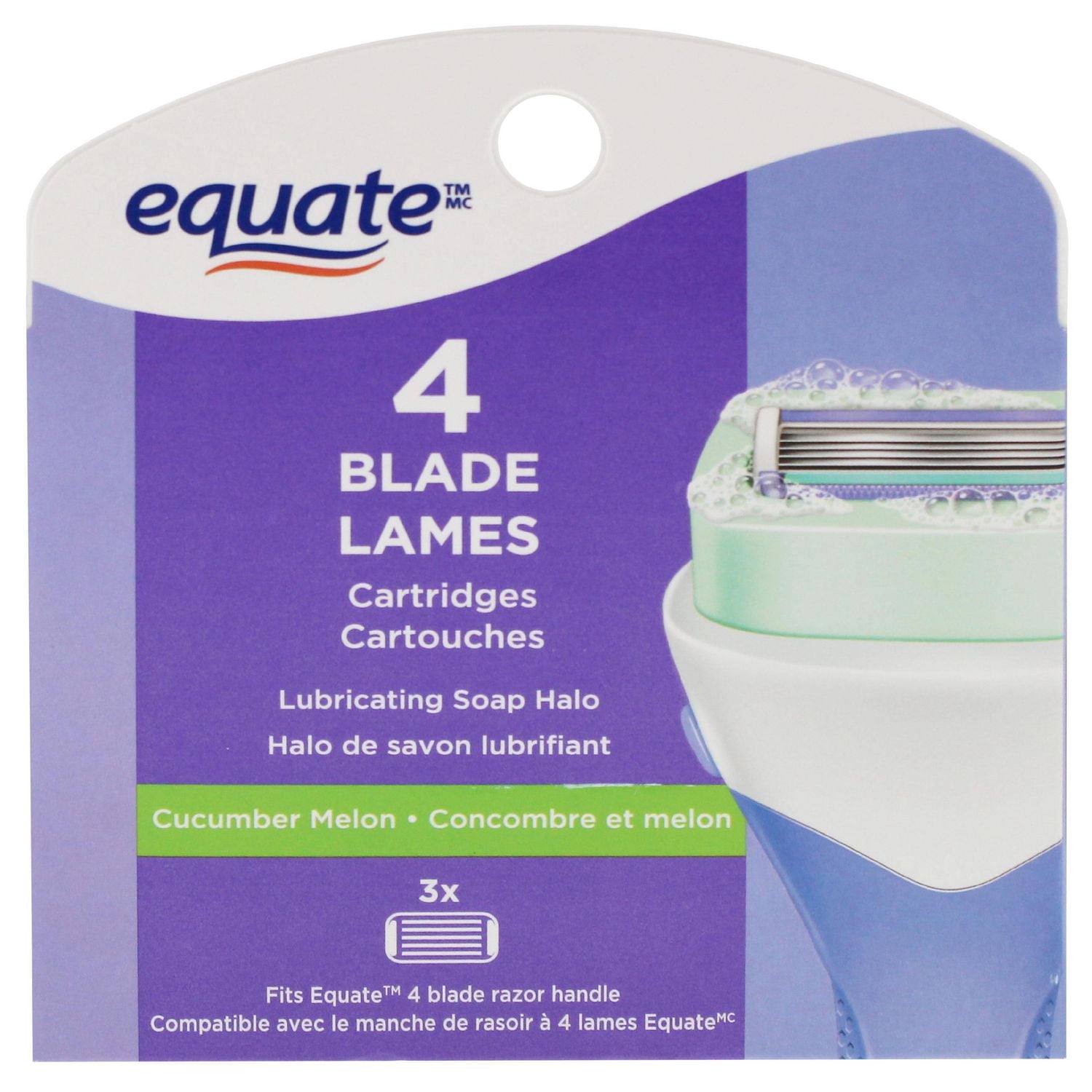 Equate 4 Blade Cartridge Refills, 3 cartridge refills