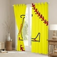 thumbnail image 3 of Homewish Cartoon Monogrammed L Black Out Curtains, Yellow Red Baseball Curtains Pack of 2 (42x63 Each), Teens Kids Boys Girls Bedroom Curtains, Living Room Curtains Decor, 3 of 6