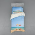 thumbnail image 2 of Ambesonne Beach Bedding Set 4 Pcs, Chair Umbrella Relaxing, Queen, Turquoise Beige, 2 of 3