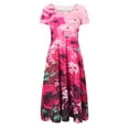 thumbnail image 4 of USSUMA Sundress Women Beach Vacation, Women Casual Loose Bohemian Floral Dress Short Sleeve Long Maxi Summer Beach Swing Dress Sundress, 4 of 7