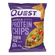 Quest Tortilla Style Protein Chips with 19g of Protein, Loaded Taco Flavor, 1.1 Oz Bags, 8 Count