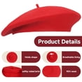 thumbnail image 4 of Minzimin French Wool Beret Hats for Women Man Solid Color Classic Beanie Winter Cap Painter Berets., 4 of 8