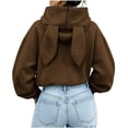 thumbnail image 6 of Tqcoqu Women's Cute Bunny Ear Zip Up Hoodie,Cropped Long Sleeve Loose Casual Sweatshirt Jacket with Kangaroo Pocket,2026 Trendy Outerwear Tops,Brown Women's S-XXL, 6 of 6