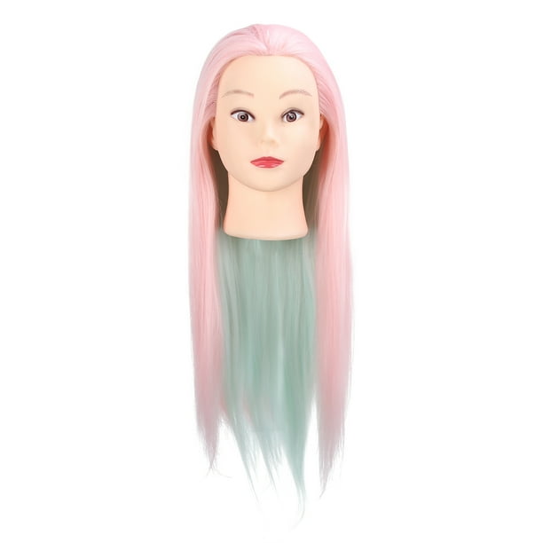 Cabeza de maniquí con trenzado de cabello, práctica de corte de cabello, peluquería, estilismo, cabeza de maniquí, luz roja