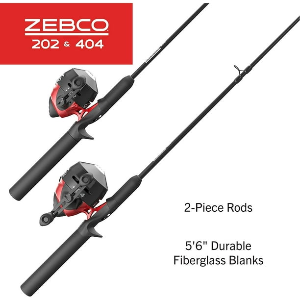 Zebco 202 & Zebco 404 Spincast Reels and 2-Piece Fishing Rod