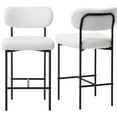 thumbnail image 3 of Hommpa Bar Stools Set of 2 with Back & Footrest 26" Counter Height Barstools Boucle Bar Chairs Modern Pub Chairs White Plush for Kitchen Island Bistro Coffee Shop Mid Back, 3 of 13