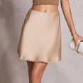 thumbnail image 5 of LEKWK Womens Silk Skirt High Waisted Skirt A Line Skirt Mini Skirt Slip Skirt With Lace Trim for Office Work Casual Party Sleepwear Outfit, 5 of 6