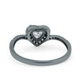 thumbnail image 3 of Black Tone, Simulated Cubic Zirconia Size-9 Halo Heart Art Deco Wedding Bridal Ring 925 Sterling Silver, 3 of 7