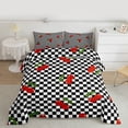 thumbnail image 2 of Castle Fairy Cute Fruit Cherry Twin Comforter Sets,Vintage Geometric Checkered Bedding Set, 2 of 8