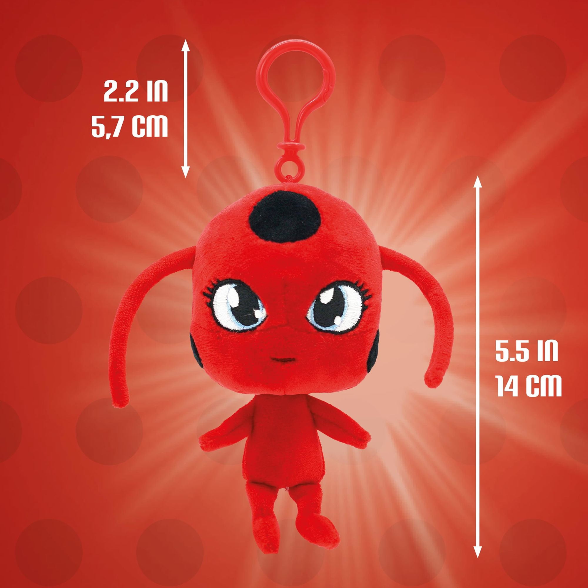 Wyncor by Miraculous Kwami Lifesize Tikki Clip On Ladybug Plush Backpack Keychain, Red