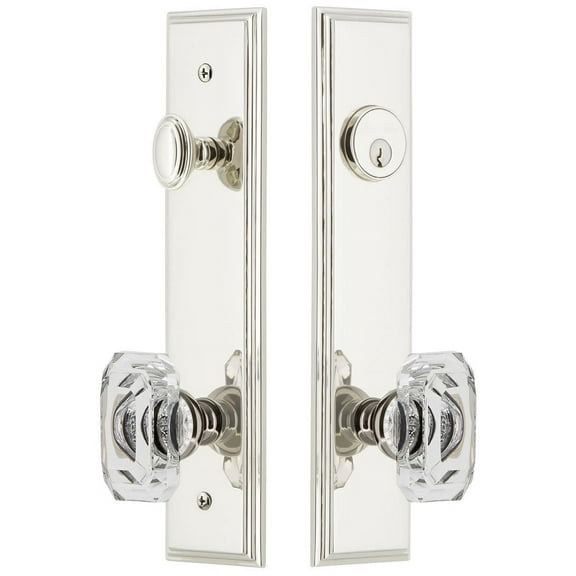 Grandeur Carbcc_Tp_Eset_238 Carre Solid Brass Tall Plate Single Cylinder Keyed Entry Set -