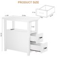 thumbnail image 2 of Pikvki End Table with Charging Station, Nightstand with 2 Drawers for Living Room, Bedroom, White, 2 of 12