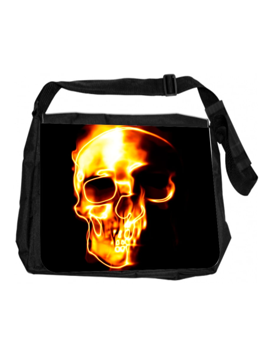 Blue Flame Skull Printed Laptop Shoulder Bag,Laptop case Handbag Business Messenger Bag Briefcase 