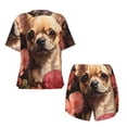 thumbnail image 5 of Lsque Vintage Red Flower Chihuahua Women's Short-Sleeved Pajama Set - 2 Piece Soft and Lightweight Sleepwear Set-Small, 5 of 9