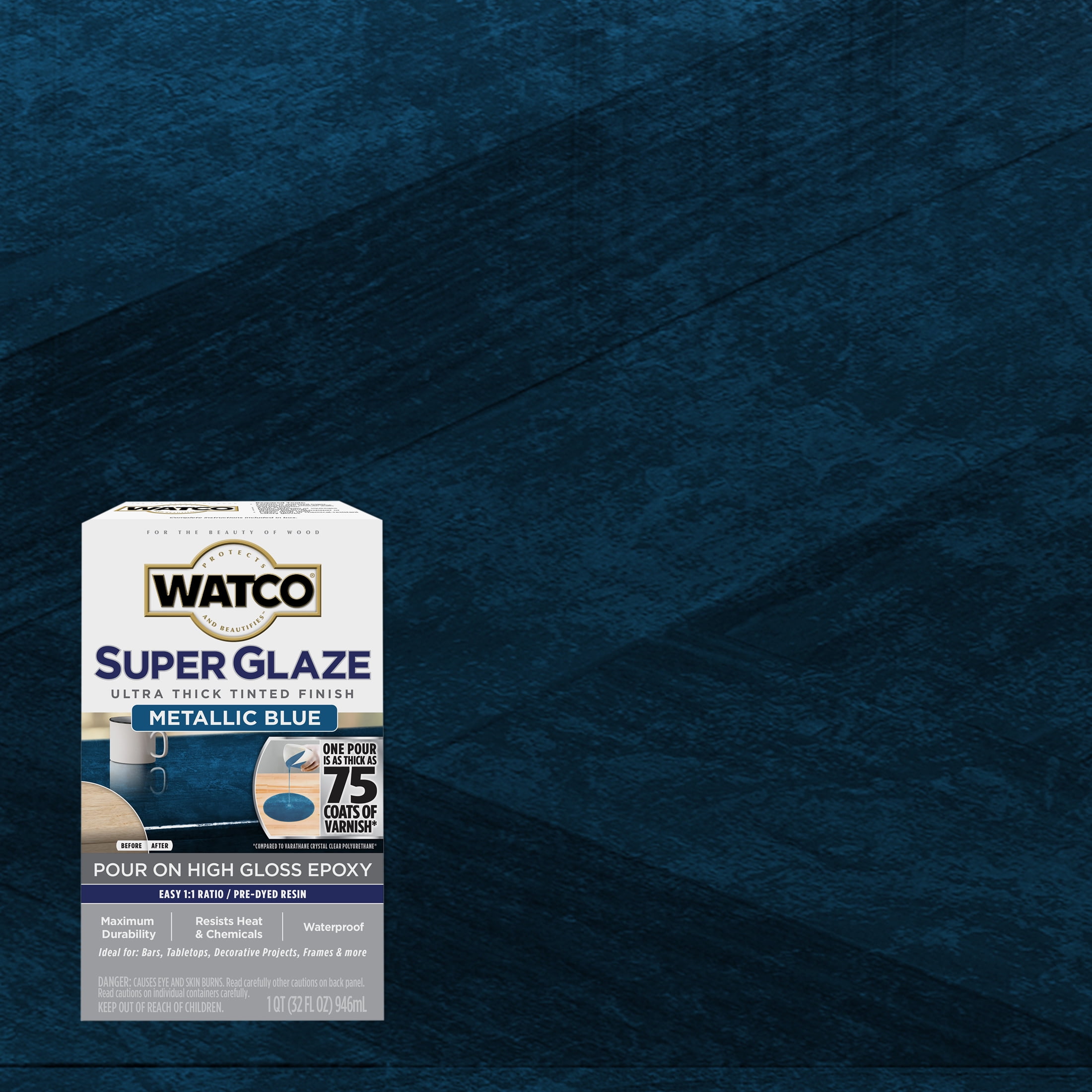 Watco Companies Blue, Watco Metallic Super Glaze High Gloss Epoxy-366716, 1 quart Kit